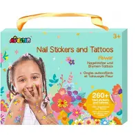 Avenir Nagelstickers En Tattoos - Bloemen - 260+ Stuks - Makkelijk Verwijderbaar - 3+