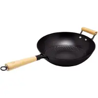 Mareld Wokpan Lichtgewicht Gietijzer Ø30 Cm - Koekenpannen Beuken Black - MAR0214