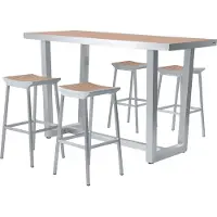 Axi James Barset met 4 barkrukken Aluminium/hout-look