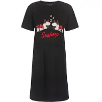 Temptation Dames Nachthemd - Slaapkleedje - Katoen - Zwart - Maat 3XL