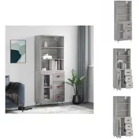 vidaXL Hoge Kast - Hoge Kasten - Dressoir - Buffetkast - Hoge kast 69,5x34x180 cm bewerkt hout grijs sonoma eikenkleurig