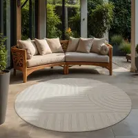 Muratap Berlin outdoor japandi rond - vloerkleed binnen en buiten laagpolig tapijt tuin- 120 cm rond