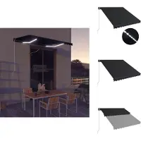 vidaXL Uitschuifbare Luifel - Uitschuifbare Luifels - Uittrekbare Luifel - Uittrekbare Luifels - Luifel handmatig uittrekbaar met LED 350x250 cm antraciet