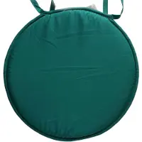 Stof Textile Home stoelkussens - emerald groen - D40 x H3 cm - voor binnen - touwtjes sluiting - zitkussens plat - rond