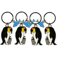 Nature Planet dieren sleutelhanger - 4x - pinguin - metaal - 5 cm - dieren cadeau artikelen