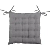 Stof Textile stoelkussen BEA - donkergrijs - 40 x 40 x 4 cm - touwtjes sluiting - binnen/buiten - zitkussens plat