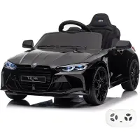 Vrooomy BMW M4 Competition - Elektrische Kinderauto 12V - 1 tot 5 jaar - Zwart