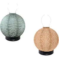 Lumiz Solar Tafellamp Tulum Pueblo Set - Tuinverlichting - Zonne energie - Oplaadbaar - inclusief 2 metalen large ringen - Sage Green - Abrikoos