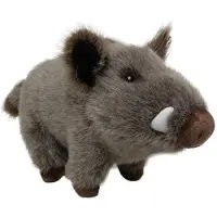 Nature Planet Knuffeldier wild zwijn - zachte pluche stof - veel details - grijs - 15 cm - Cadeau - Kinderen - Bosdieren