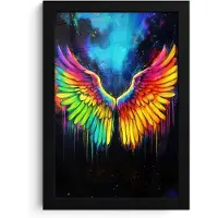 PosterMonkey Poster in lijst - Fotolijst 20x30 cm - Posters - Regenboogkleuren - Vleugels - Magisch - Posterlijst zwart - Decoratie - Wanddecoratie woonkamer - Muurdecoratie slaapkamer