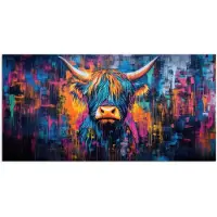 PosterMonkey Poster 120x60 cm - Schotse Hooglander - Abstract - Kleurrijk - Posters - Kamer decoratie - Wanddecoratie woonkamer - Muurdecoratie slaapkamer