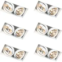 QAZQA Set van 6 inbouwspots wit GU10 AR111 trimless 2-lichts - Oneon
