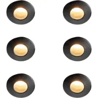 QAZQA Set van 6 moderne inbouwspots zwart IP44 - Gap