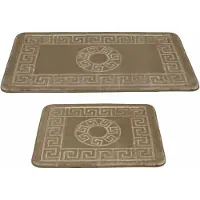Homelux Badmat - Badkamer tapijt - Antislip - 2-delig - Badmatset- Water-absorberende badmat - 60 x 100 + 60 x 50 cm - Beige design