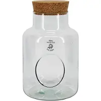 Bela Arte Sierfles terrarium met kurk dop - D17 x H25 cm - transparant glas - met gat