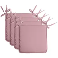 Stof Textile Home stoelkussens - 4x - oud roze - 38 x 38 x 3 cm - voor binnen - touwtjes sluiting - zitkussens plat - vierkant