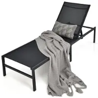 Costway Ligstoel, ligstoel met 6-traps verstelbare rugleuning, ademende stof, ligstoel voor tuin, terras, zwembad, 198 x 64 x 35 cm