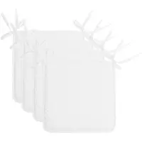 Stof Textile Home stoelkussens - 4x - wit - 38 x 38 x 3 cm - voor binnen - touwtjes sluiting - zitkussens plat - vierkant