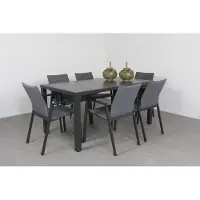 Van der Garde Tuinmeubelen Lima/Alma 6-persoons stapelbare tuinset 160x90 cm. - Antraciet