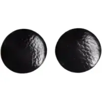 Charme Bijoux Oorbellen - zwart leer - 12 mm - zilver -