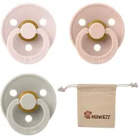 BIBS Fopspenen - Maat 2 6-18 maanden - Latex – Petal, Sand, Blush + Monkiezz speenzakje
