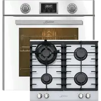 Gurari - inbouwoven - EH 6326 W - 1-voudige telescoopgeleider - elektrische oven - oven - 79L - KCG 6380 W - wit - gaskookplaat - 60 cm
