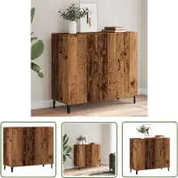 vidaXL Dressoir - 90x34x80 cm - Hout - Oud Houtkleurig Dressoir - Vintage Dressoir - Houten Dressoir - Industrieel Dressoir - Opbergmeubel