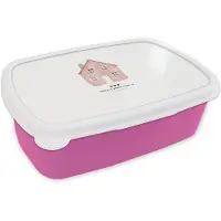 MuchoWow Broodtrommel Roze - Lunchbox Huisje - Roze - Quote - Moeder - Brooddoos 18x12x6 cm - Brood lunch box - Broodtrommels voor kinderen en volwassenen