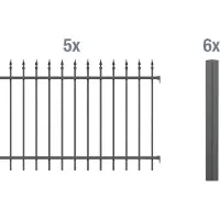 Alberts Metalen hek Chaussee Hoogte: 100 en 120 cm, totale lengte: 10 m, voor plaatsing in beton (set, 12 stuks)