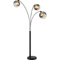 Globo Zwarte vloerlamp Newcastle bol smoke glas 3-lichts