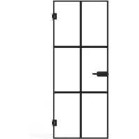 Vente-unique Omkeerbare deur zonder frame van gehard glas - Zwart - H204 x B93 cm - SEROTO