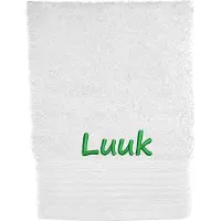 The One Towelling Handdoek met naam - geborduurd en gepersonaliseerd - in wit- 70cmx140cm