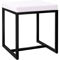 CLP Barci kruk met bekleding en zwart ijzeren frame Kunstleer/wit