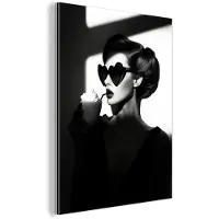 MuchoWow Aluminium schilderij 60x80 cm - Wanddecoratie metaal - Vrouw - Zwart - Hart - Metalen muurdecoratie woonkamer - Decoratie industrieel - Foto op dibond - Industriële accessoires slaapkamer