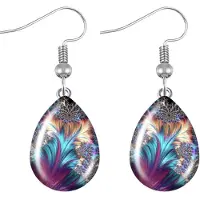 Charme Bijoux Zilver Oorbellen- Druppel-Blauw cabochon -