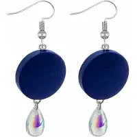 Charme Bijoux Oorbellen- Zilver-blauw -hout- parelmoerkleurige druppel -
