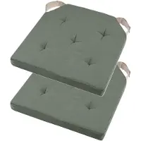 Stof Textile stoelkussen DUO - 2x - groen - 38 x 38 x 4 cm - klittenband sluiting - zitkussens - binnen/buiten