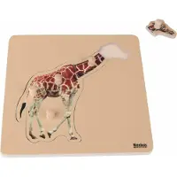 Nienhuis MONTESSORI Kinderpuzzel Giraffe - Dieren puzzel - Houten puzzel - Houten speelgoed - Educatief speelgoed - Houten dieren speelgoed - 5 stukjes - Vanaf 2 jaar