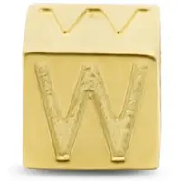 New Bling 9NBG-912W Gouden Kubus met Letter W - 3,8mm - hanger - 14 Karaat - Goud