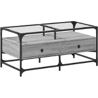 vidaXL Salontafel met glazen blad 98,5x50x45 cm sonoma eiken staal