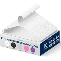 SereneLife Kleerhanger - 10 Stuks Plastic Hangers - Antislip Ruimtebesparende Kledinghangers - Duurzaam en Sterk voor Hemden, Truien, Hoodies, Kinderkleding en Jurken - Lichtgewicht - Wit