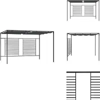 vidaXL Paviljoen met uitschuifbaar dak, 4x3x2,3 m, antraciet, 180 g/m² - Paviljoenen & feesttenten