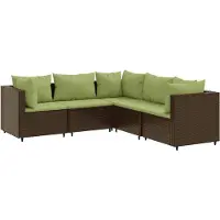 vidaXL 5-delige Loungeset met kussens poly rattan bruin