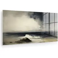 MuchoWow Glasschilderij 40x20 cm - Schilderij acrylglas - Zee - Rotsen - Storm - Foto op glas - Muurdecoratie woonkamer - Wanddecoratie slaapkamer - Schilderijen