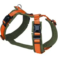 Petlando Harness Y-Comfort Olive-Orange met magnetische sluiting - maat L 56 – 82 cm