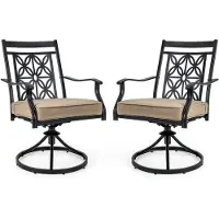 Costway Tuinstoelen 360° draaibaar, set van 2 terrasstoelen met zachte kussens, grote balkonstoelen voor tuin, achtertuin, balkon