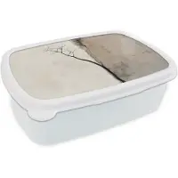 MuchoWow Broodtrommel Wit - Lunchbox Wabi sabi - Plant - Beige - Brooddoos 18x12x6 cm - Brood lunch box - Broodtrommels voor kinderen en volwassenen