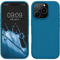 Kwmobile telefoonhoesje geschikt voor Apple iPhone 16 Pro - Hoesje met siliconen coating - Smartphone case in Caribisch blauw