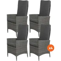 Van der Garde Tuinmeubelen Set van 4 - Timber wicker verstelbare tuinstoel - Organic Grey