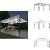 vidaXL Paviljoen met dubbel dak en LED-lichtketting, 3x4 meter, wit - Paviljoens & feesttenten